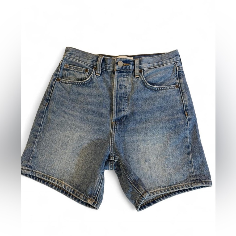 Denim Forum The Joni Mid Length Short High Rise Denim Shorts 25 - Picture 2 of 16